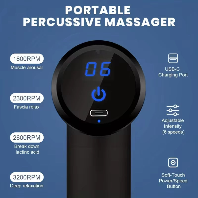 Pulserelief Pro™ – Portable LED Percussion Massage Gun for Deep Tissue Recovery